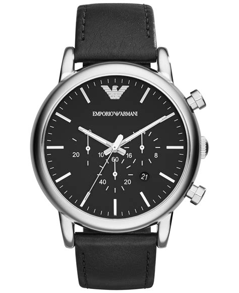 leather strap watches mens|armani men's watches leather strap.